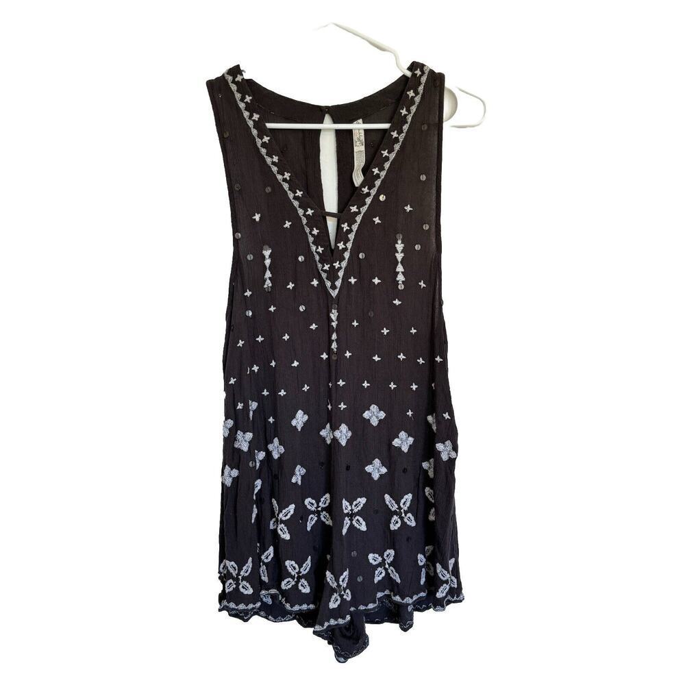 Intimately Free People Black Tank Flowy Cut Out V Neck Sequin Romper X Small